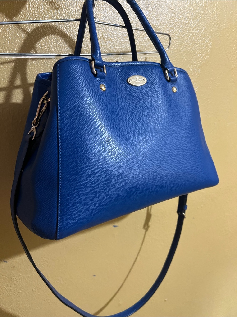 Coach Cobalt Blue Leather Top-Handle Tote with Shoulder Strap
